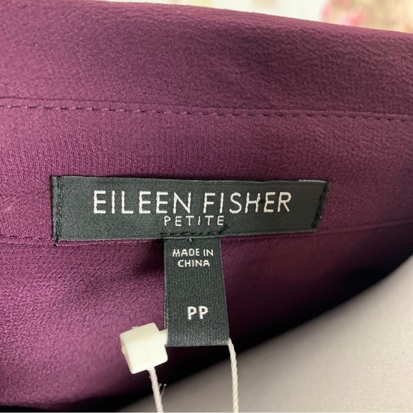 NEW Eileen Fisher Purple Silk Button Down - Picture 11 of 13